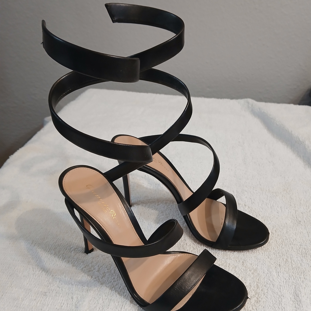 Gianvito Rossi Black Spiral Strap Heels